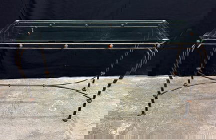 Contemporary Glass Top Console Table with Iron Base