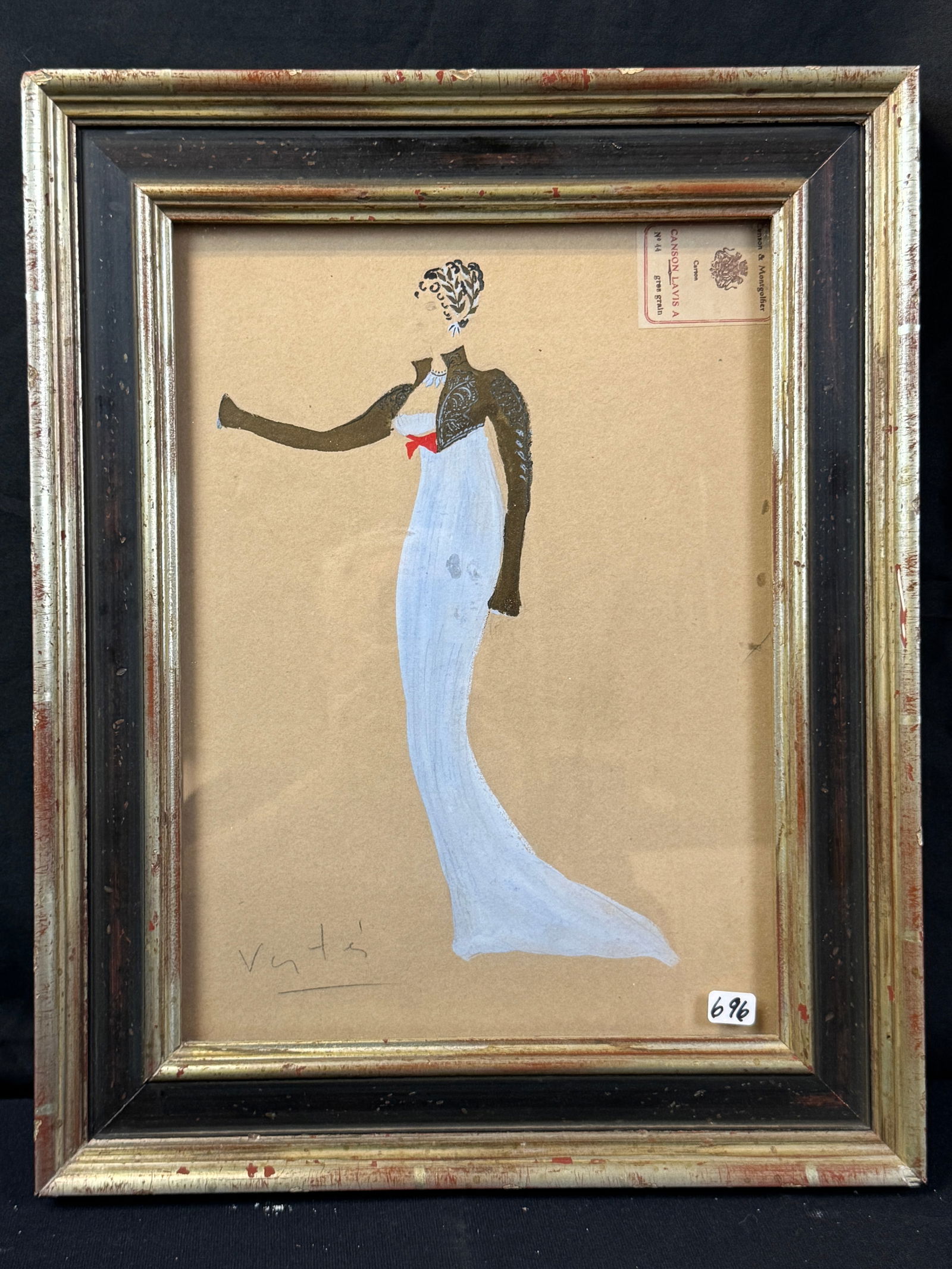 Marcel Vertes Gouache, C1937: A quality framed gouache of a Parisian lady c1937 is by listed Hungarian born French artist and illustrator Marcel Vertes (1895-1961) signed in the lower left in pencil. He lived in Paris's Latin Quar