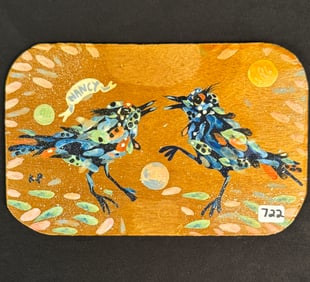 Karl Priebe Painting of Two Blackbirds