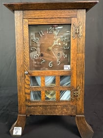 Arts & Crafts Oak Mantel Clock