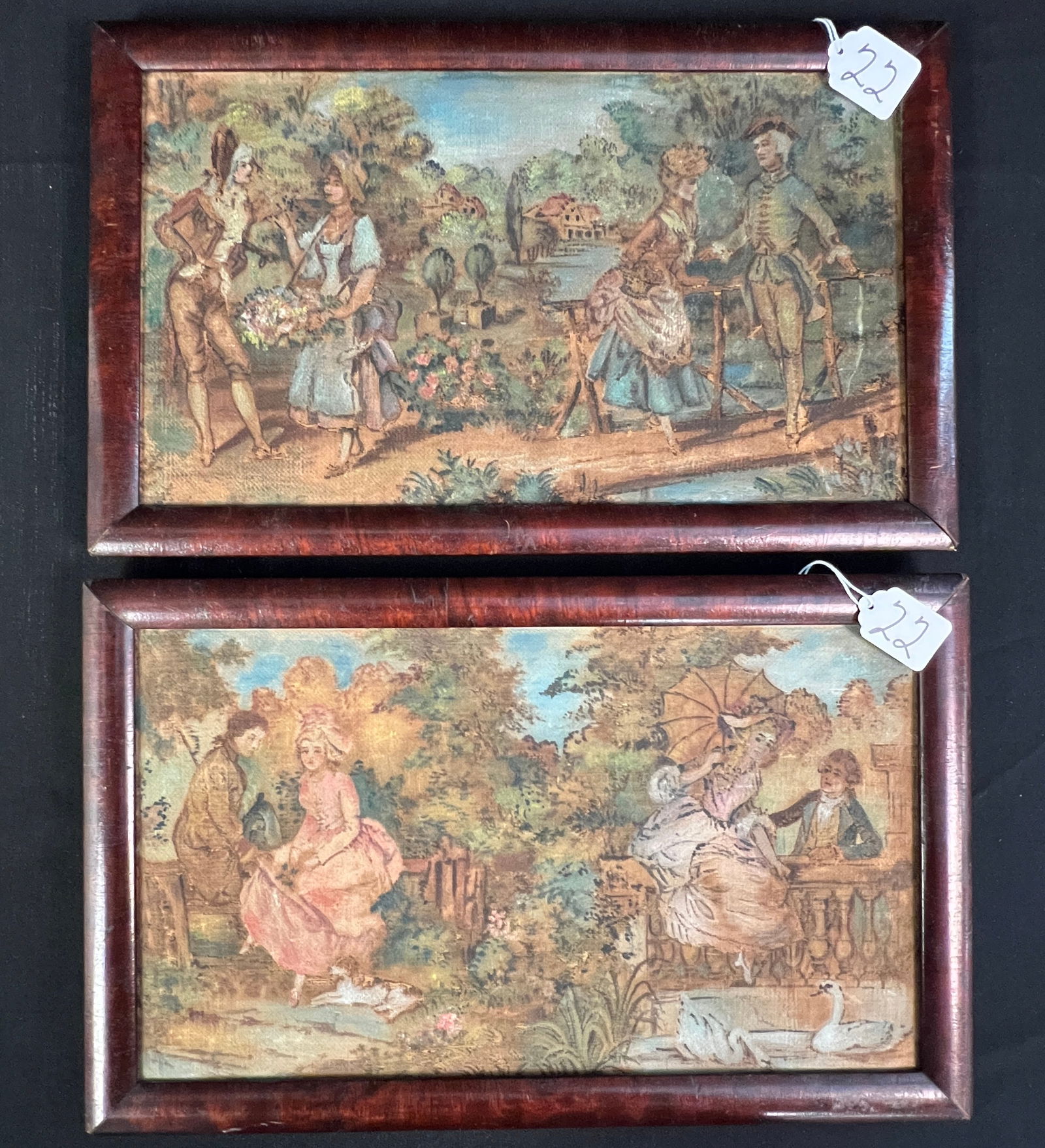2 Oil Paintings on Unprimed Canvas, Unsigned c. early 1800's (1 of 12)