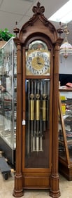 Signed Herschede Gothic Grandfather Clock with Westmister Chimes