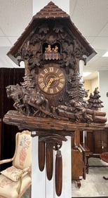 Black Forrest Hand Carved Oversized Cuckoo Clock by Gueissaz-Jaccard c1980's