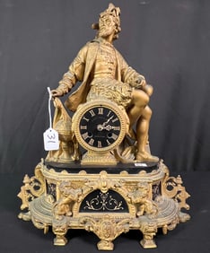 French Gilded Figural Mantle Clock c.1880's