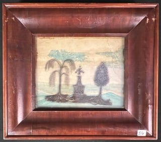 Memento Mori Mourning Hair Art Picture of Tomb c1800