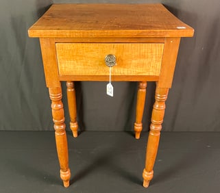 Tiger Maple Single Drawer Work Table c1820