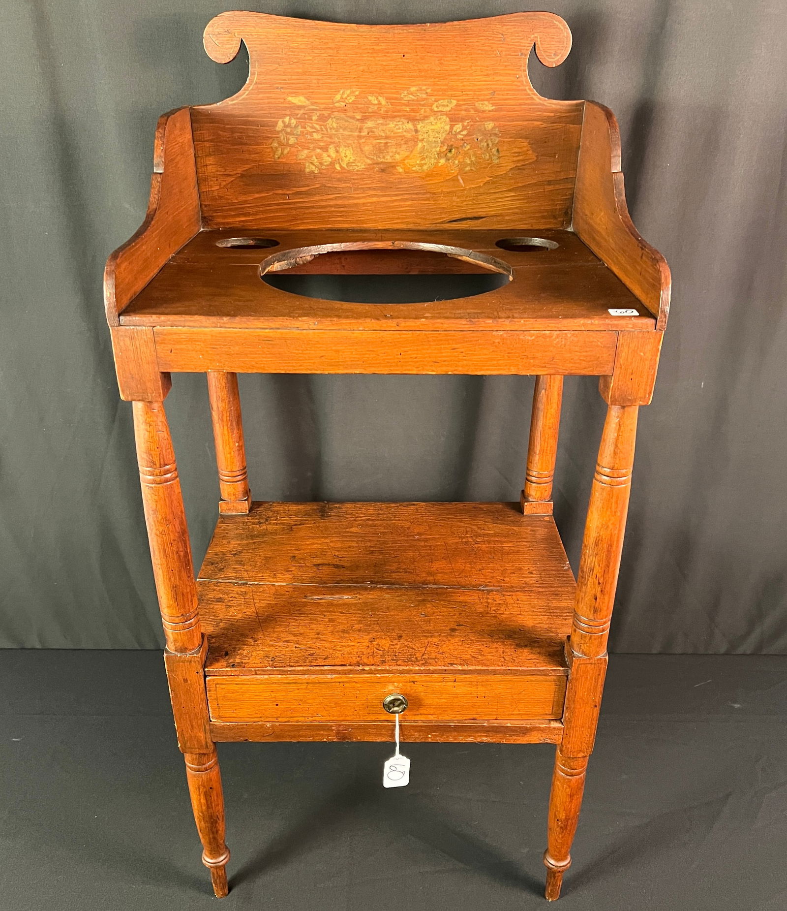 Federal Pine Stenciled Wash Stand C 1800/1820 (1 of 8)