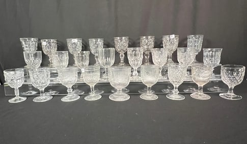 A Group of 25 Flint Glass Goblets c1800's