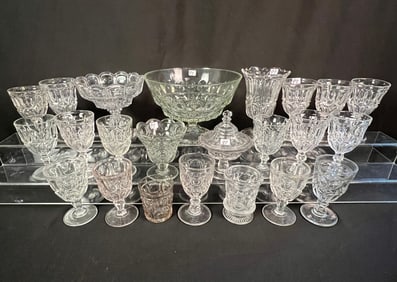 Large Mixed Group of Flint Glass in the Ashburton Pattern C1850's/60's