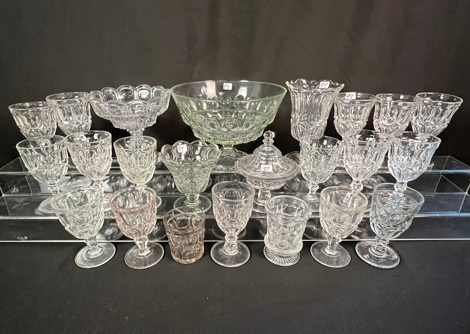 Large Mixed Group of Flint Glass in the Ashburton Pattern C1850's/60's (1 of 9)