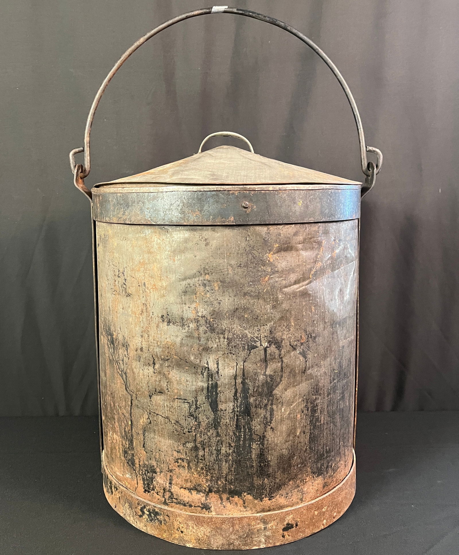 Early Large Handmade Iron Tin Rendering Kettle c1840/50's (1 of 8)