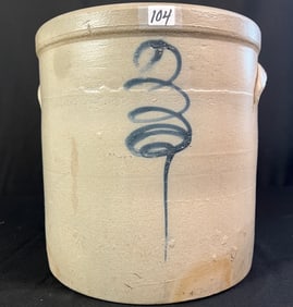 Salt Glazed Decorated Three Gallon Crock