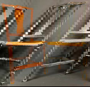 Pair of Country Chippendale Side Chairs, c1750-1780