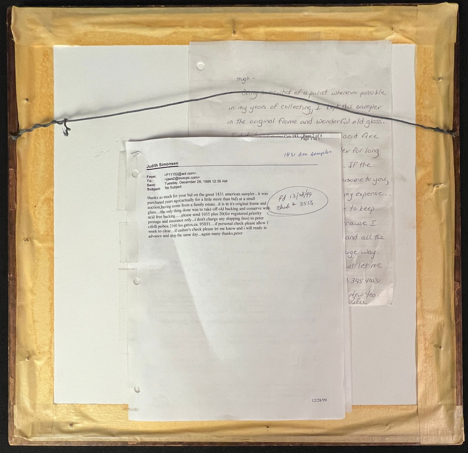 Early American Sampler c1831 - 3