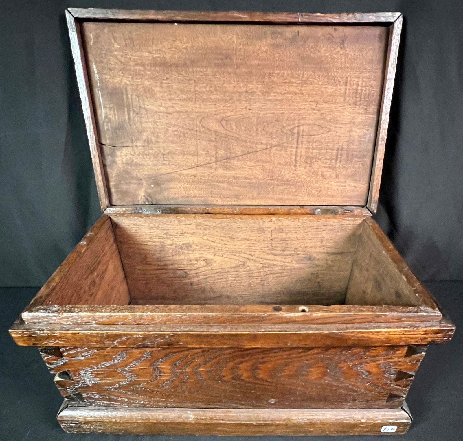 Early Oak Country Covered Tool Trunk c1850's (1 of 7)