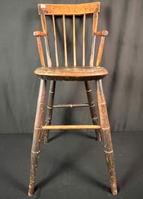 Antique American Country Child's High Chair c1840s,