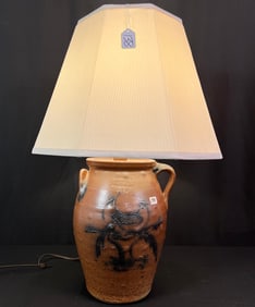 Rockdale Pottery Butter Churn Stoneware Lamp c1984