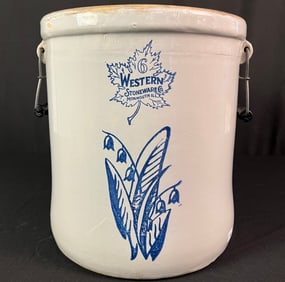 Western Stoneware 6 Gallon Crock with Cobalt Decoration, c1906-15