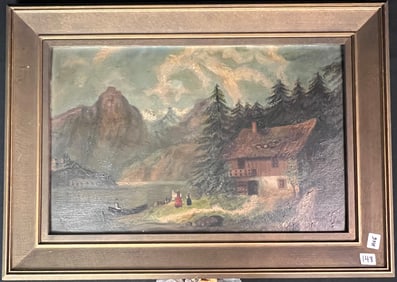 Oil on Board Country Scene, c1900
