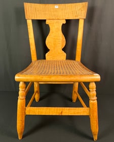 Tiger Maple Side Chair with Caned Seat c1800's
