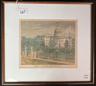 Madison Wisconsin Capitol Litho by The Milwaukee Litho Co c1878