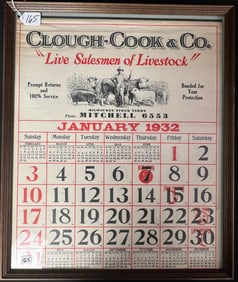 Clough-Cook & Co. 1932 Calendar for the Milwaukee Stock Yards
