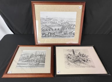 Three Framed Prints to Include Farm Scenes and More