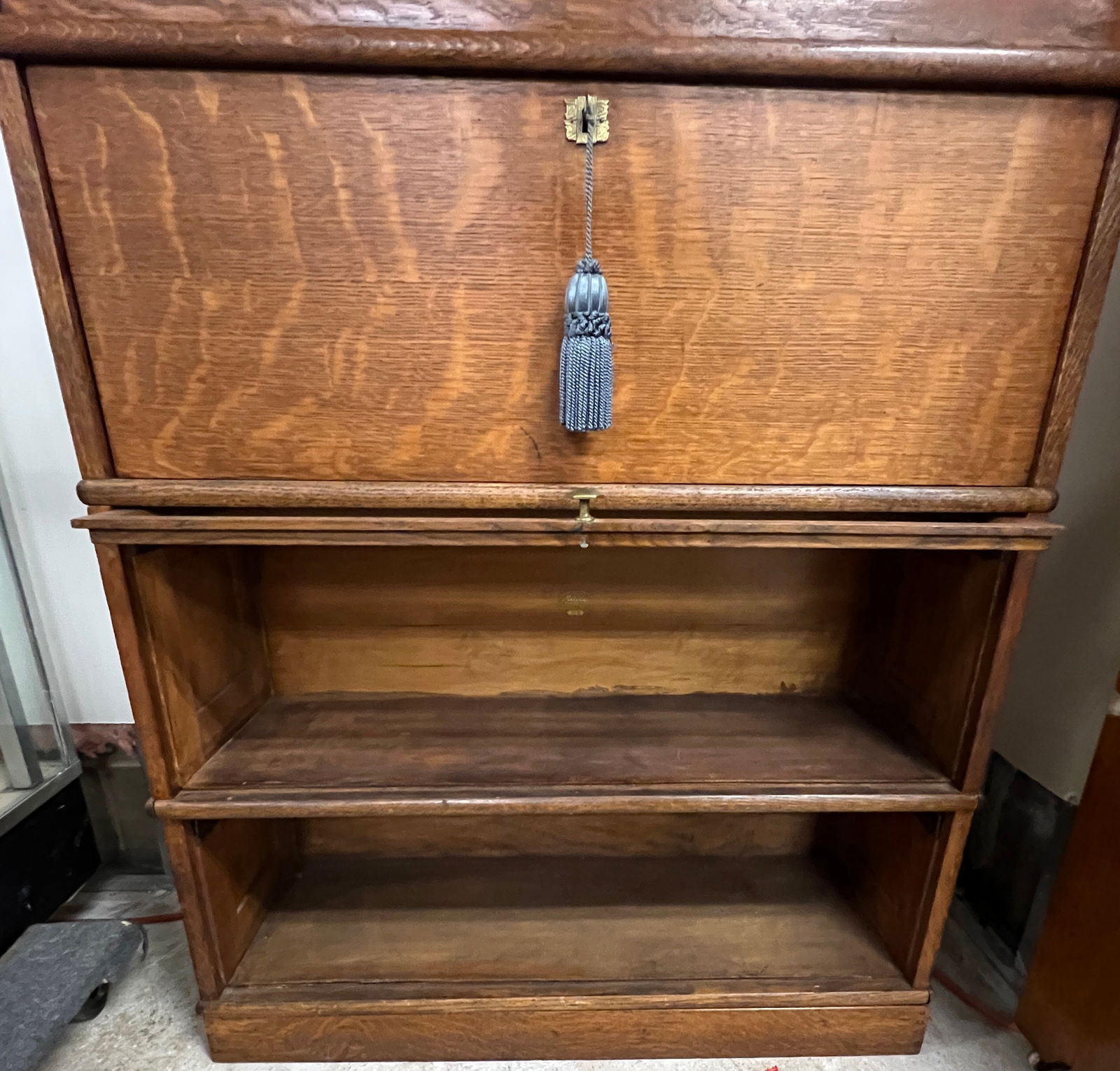 Oak Stacking Bookcase with Desk Section - 4