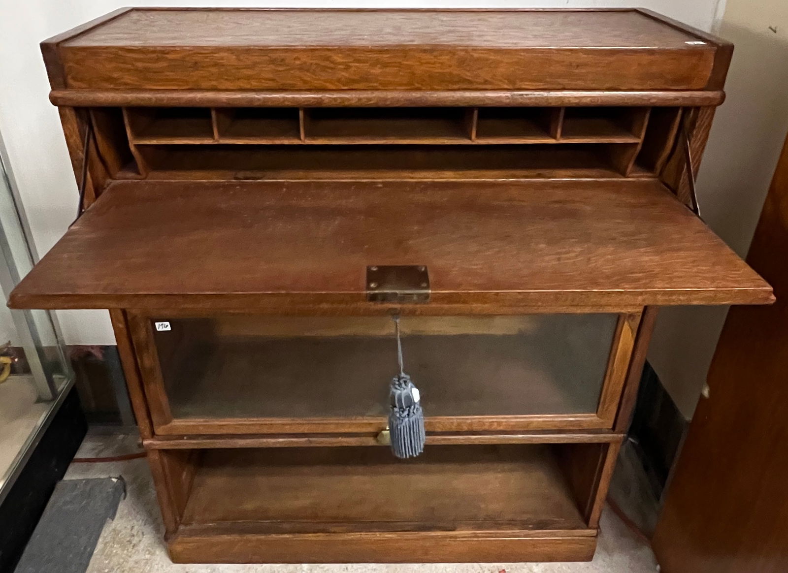 Oak Stacking Bookcase with Desk Section - 5