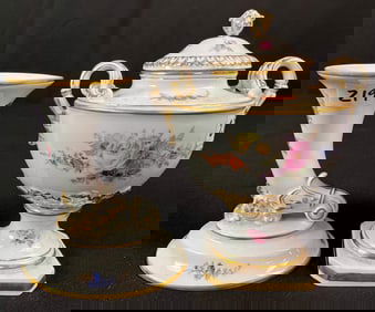 2 Meissen Porcelain Miniatures, Lidded Urn and Horn Of Plenty c1800's