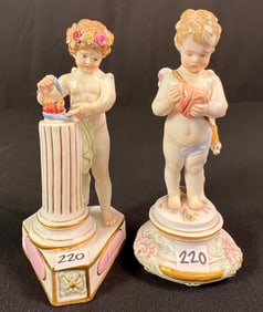 2 Early Meissen Porcelain Cupid Figurines c 1800