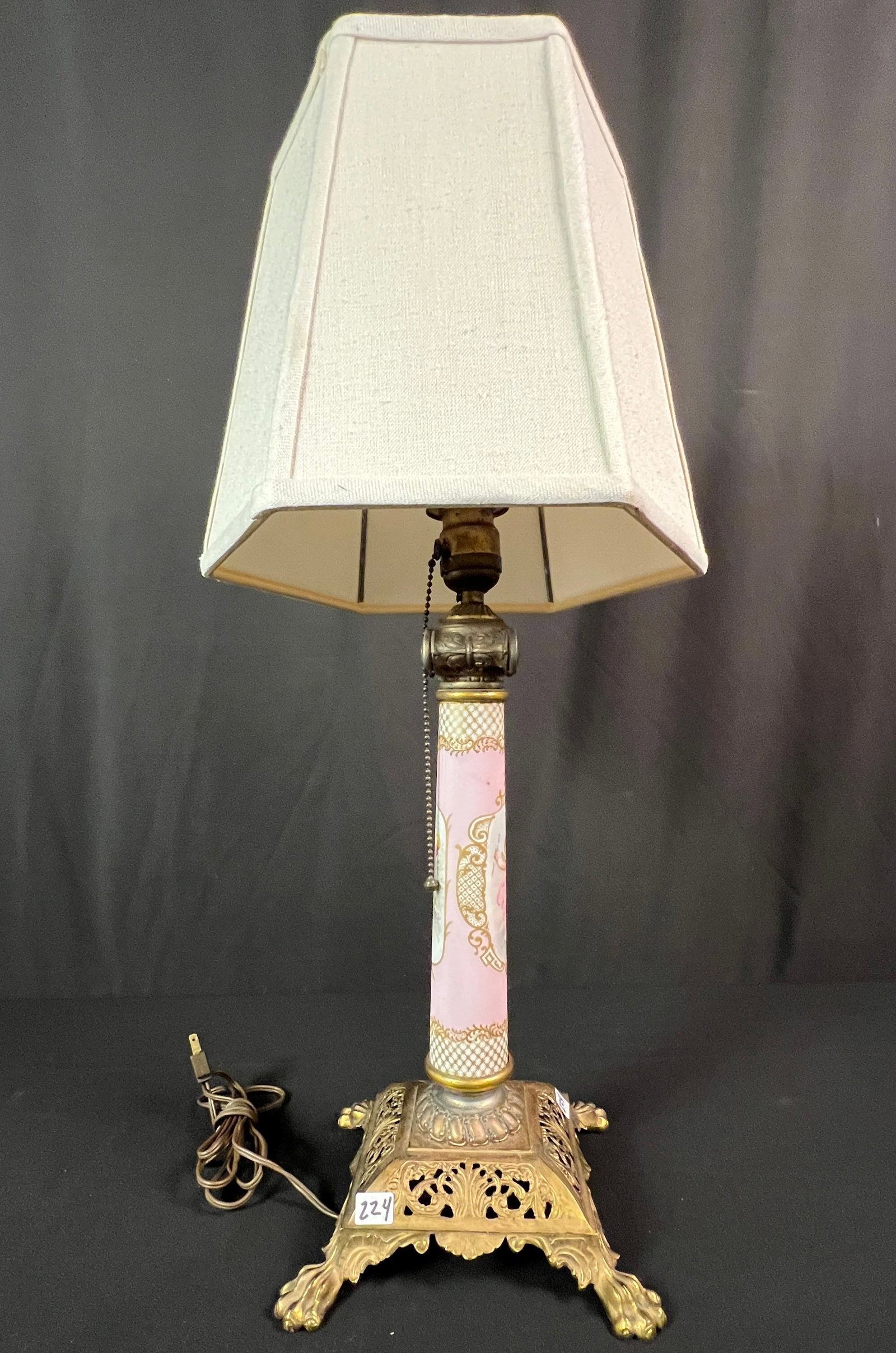 Bradley & Hubbard Lamp with Sevres Cupid Porcelain Column C 1900. (1 of 6)