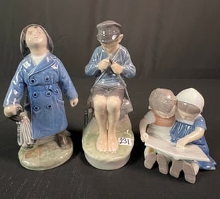 3 Porcelain Figurines, Royal Copenhagen, Bing and Grondahl