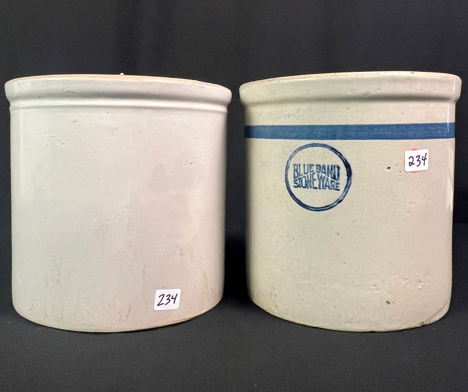 Two 1 Gallon crocks, Blue Band, early1900's (1 of 5)