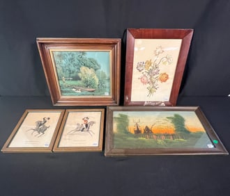 5 Turn of the Century Framed Art Pieces