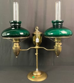 Bradley and Hubbard Double Shade Student Oil Lamp