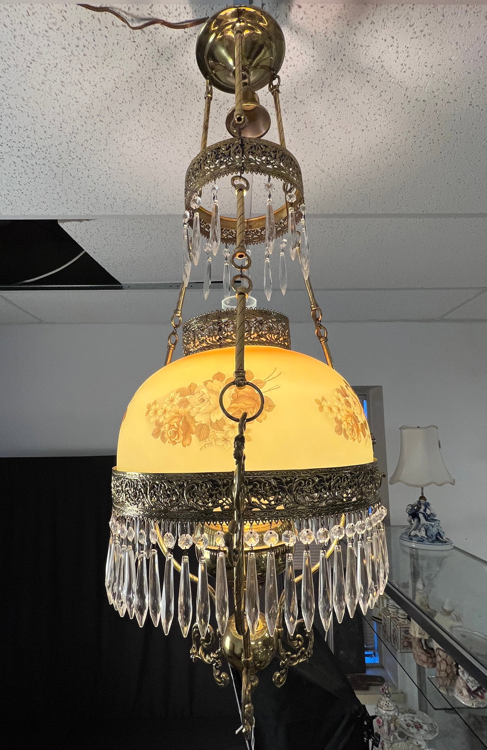 Canadian Hanging Oil Chandelier (1 of 7)