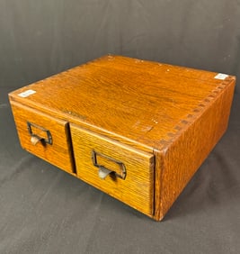 Double Drawer Oak Card File