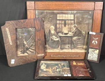 Arts & Crafts Fumed Oak Framed Pictures