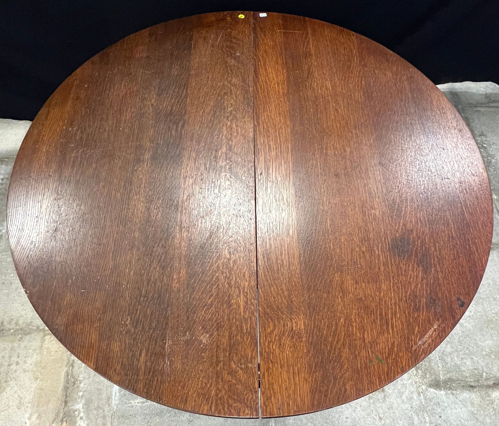 Round Oak Table with Carved Base - 2