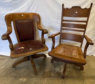Pair of Oak Roll Top Desk Chairs