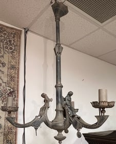 3 Arm Gas Fixture with Winged Maidens