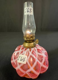 Miniature Art Glass Oil Lamp