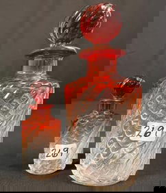 Amberina Art Glass Dresser Bottles