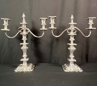 Pair of English Silver Plate Candelabras