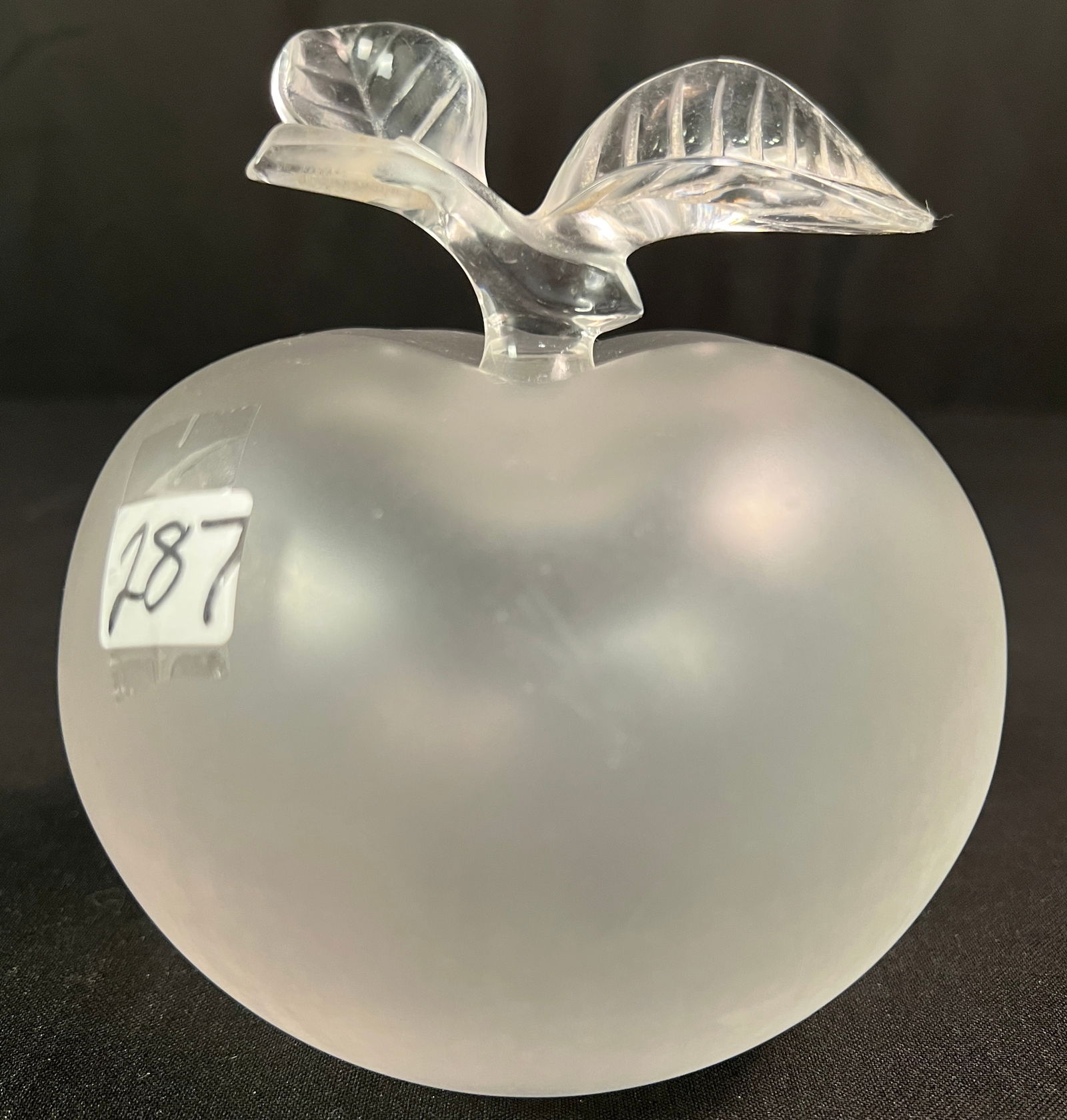 Lalique Large Scent Bottle: A large Lalique scent bottle, for Nina Ricci, called "Grande Pomme", in the shape of an apple. It's 6" tall.