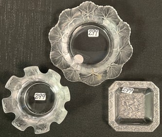3 Lalique Crystal Glass Dishes