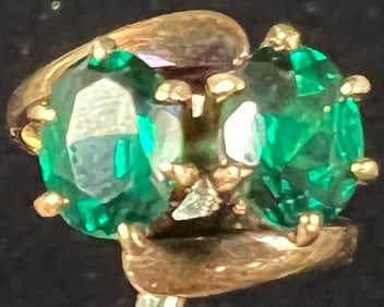 14K Solid Gold Emerald Ring