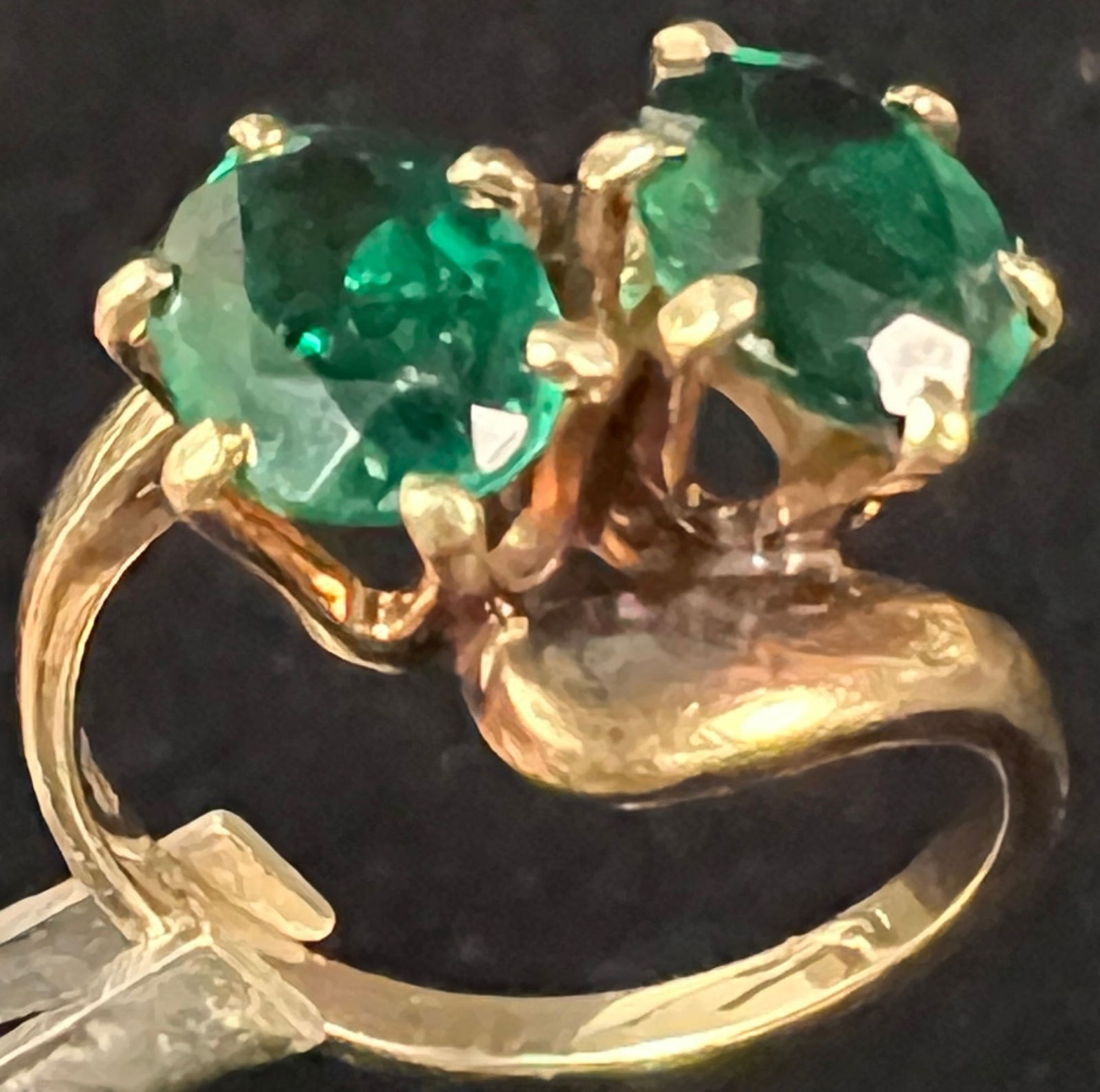 14K Solid Gold Emerald Ring - 3