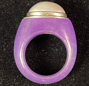 Lavender Jade & Mabe Pearl Ring